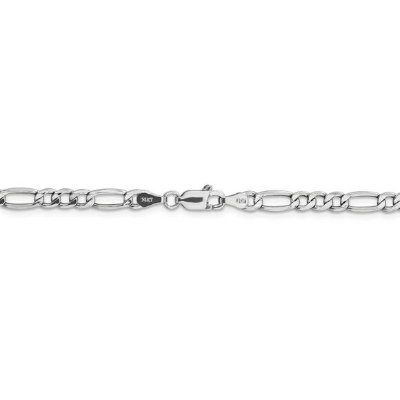 4.5mm, 14K White Gold, Hollow Figaro Chain Necklace, 22 Inch